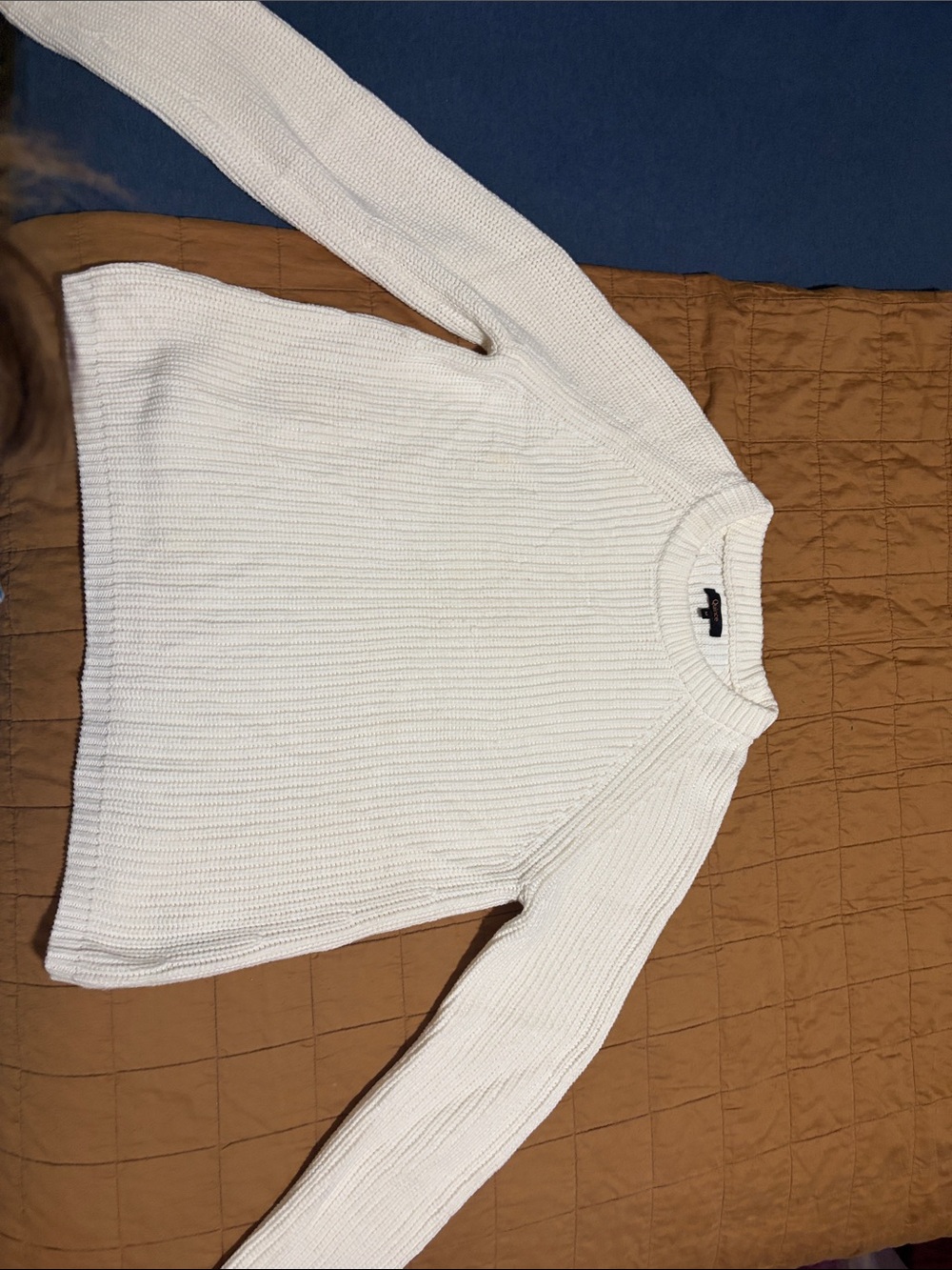 Quince Cream Ribbed Crewneck Sweater